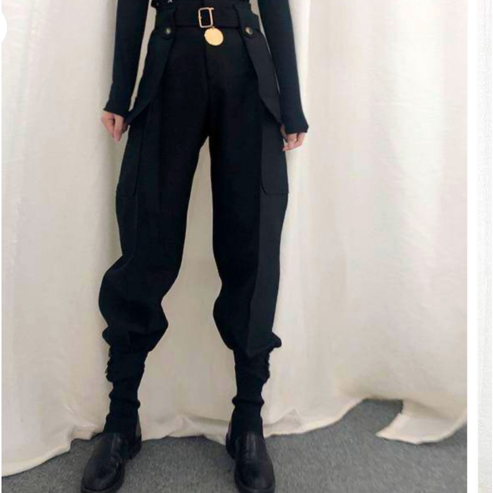 BLACK-LIZETTE COMBAT CARGO TROUSERS